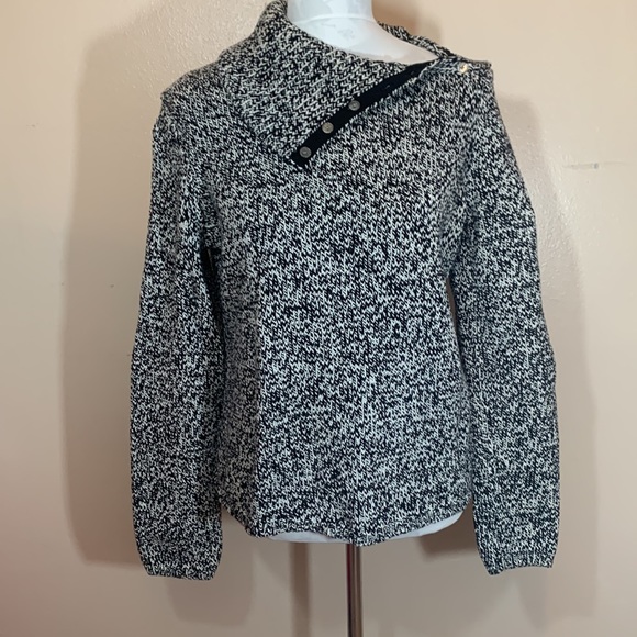 Jones New York Country Black/White Knit Convertible Turtle Neck - Picture 2 of 16